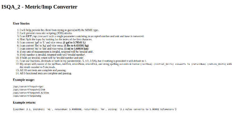 Metric-Imperial Converter Project