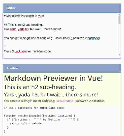 Markdown Previewer in VueJS