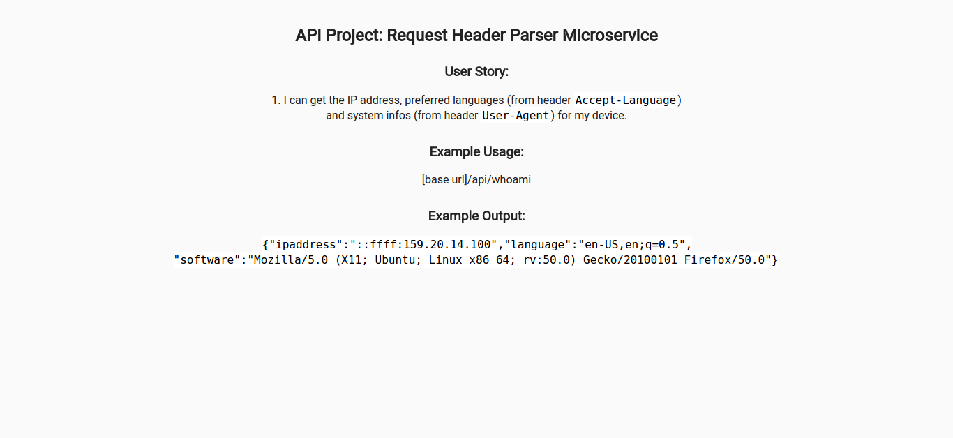 Request Header Parser Microservice