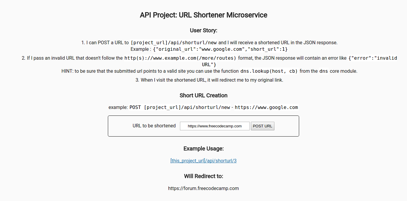 URL Shortener Microservice